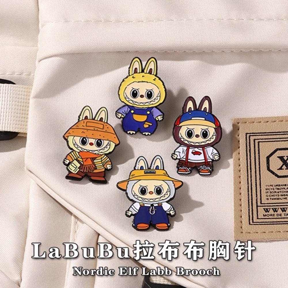 4PCs Labubu Brooch Set-Multicolor-Unique Labubu Jewelry For Outfit/Bag-Fashion